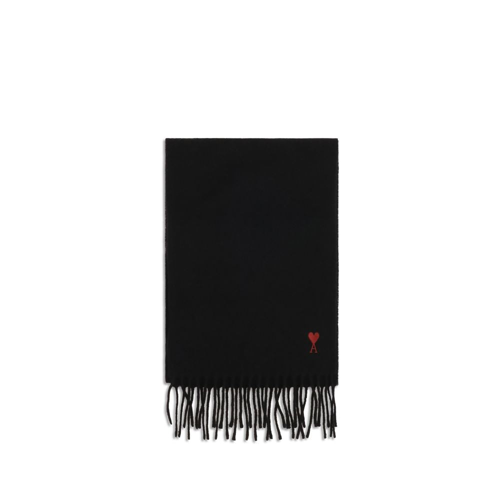 Ami Paris Black Wool Scarf