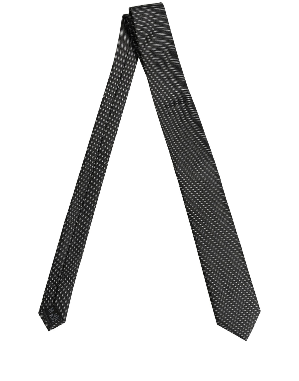 Dolce & Gabbana Black Silk Micro Polka Dot Adjustable Tied Necktie Tie