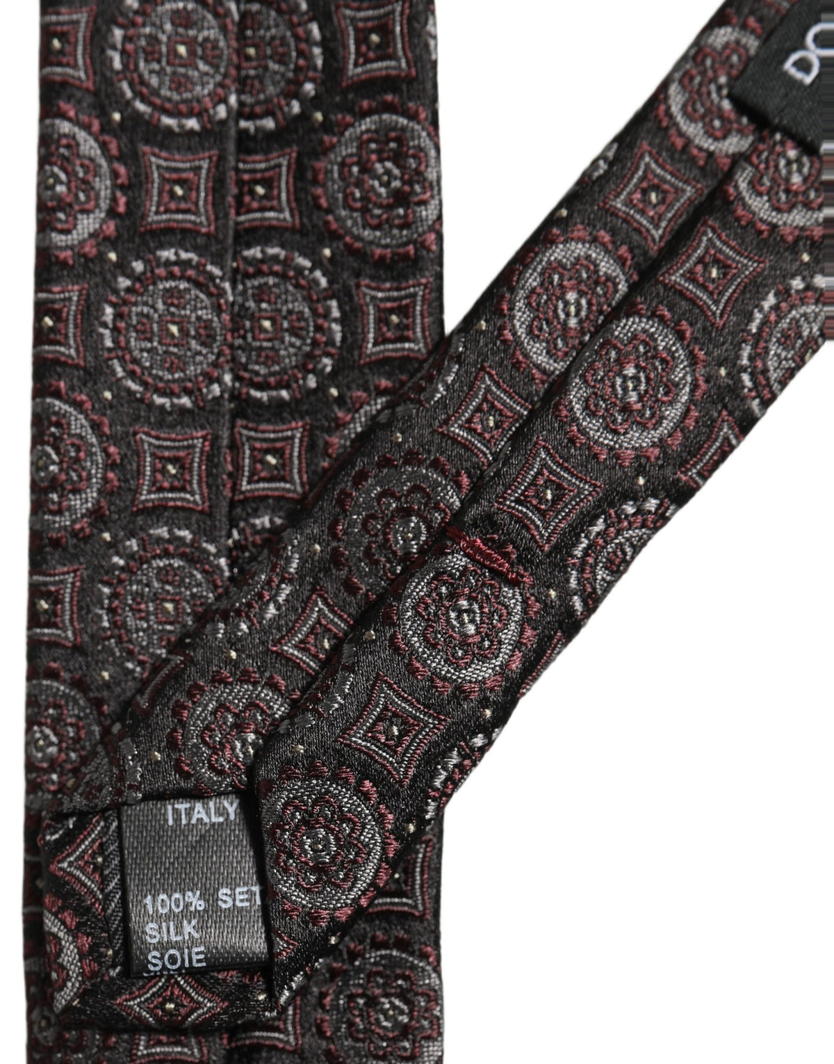 Dolce & Gabbana Dark Purple Geometric Adjustable Necktie Accessory Tie