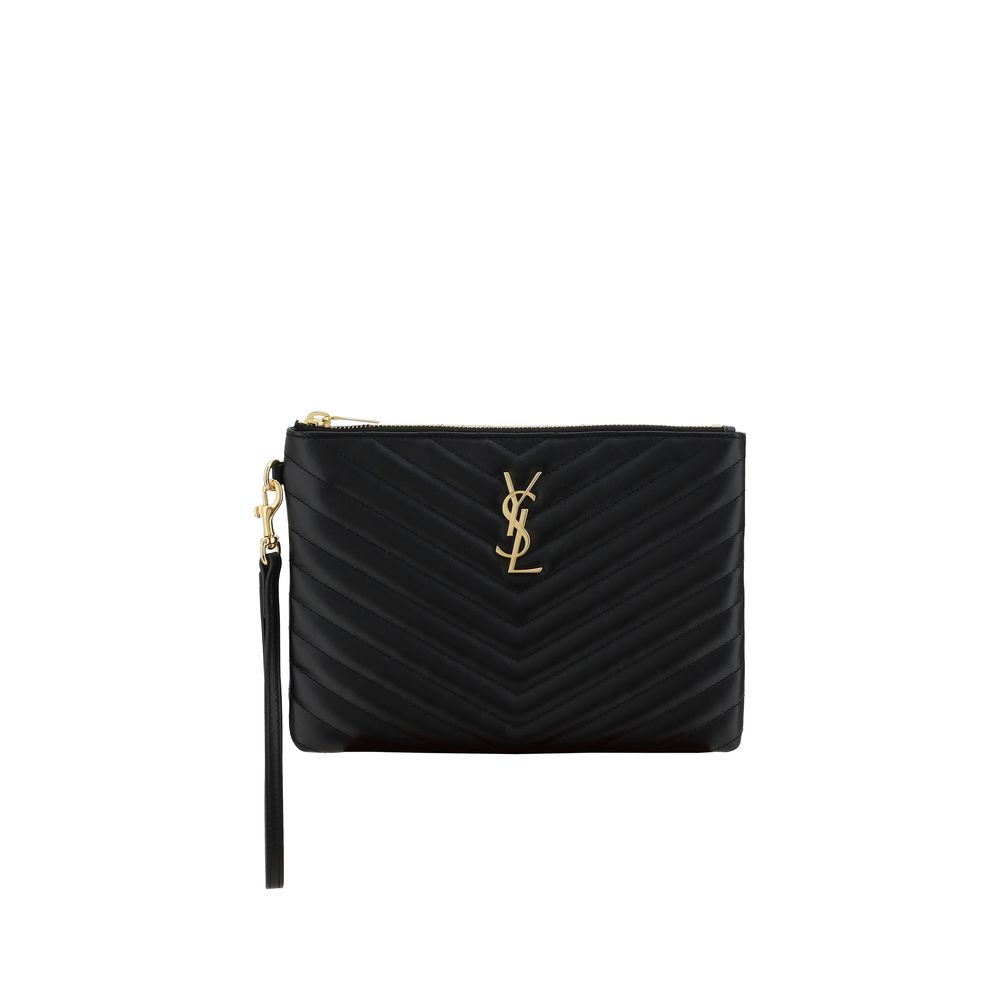 Saint Laurent Black Leather Clutch Bag