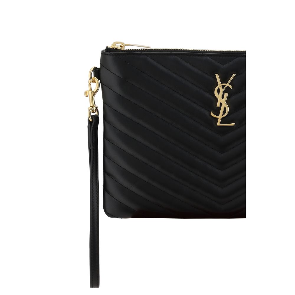 Saint Laurent Black Leather Clutch Bag