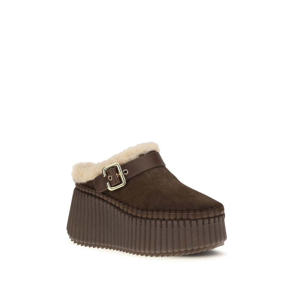 Chloé Brown Leather Mules