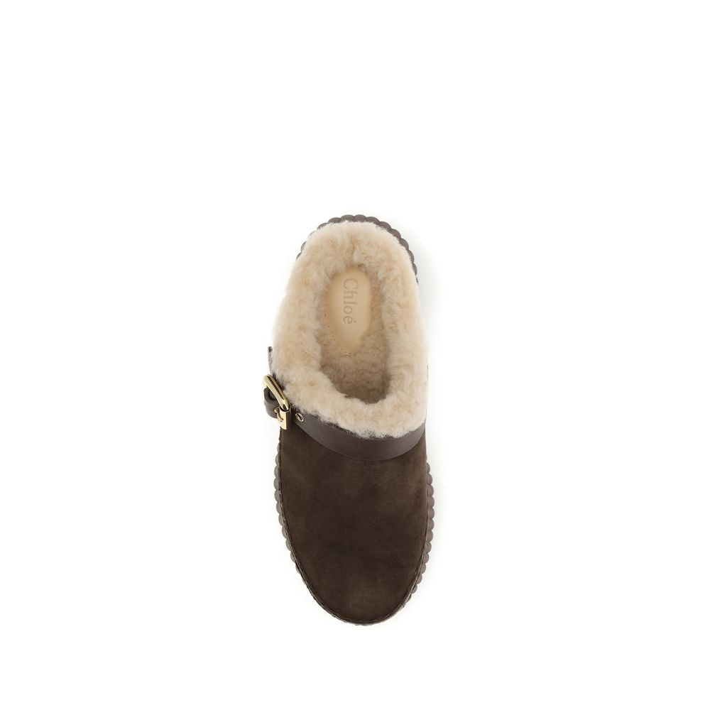 Chloé Brown Leather Mules