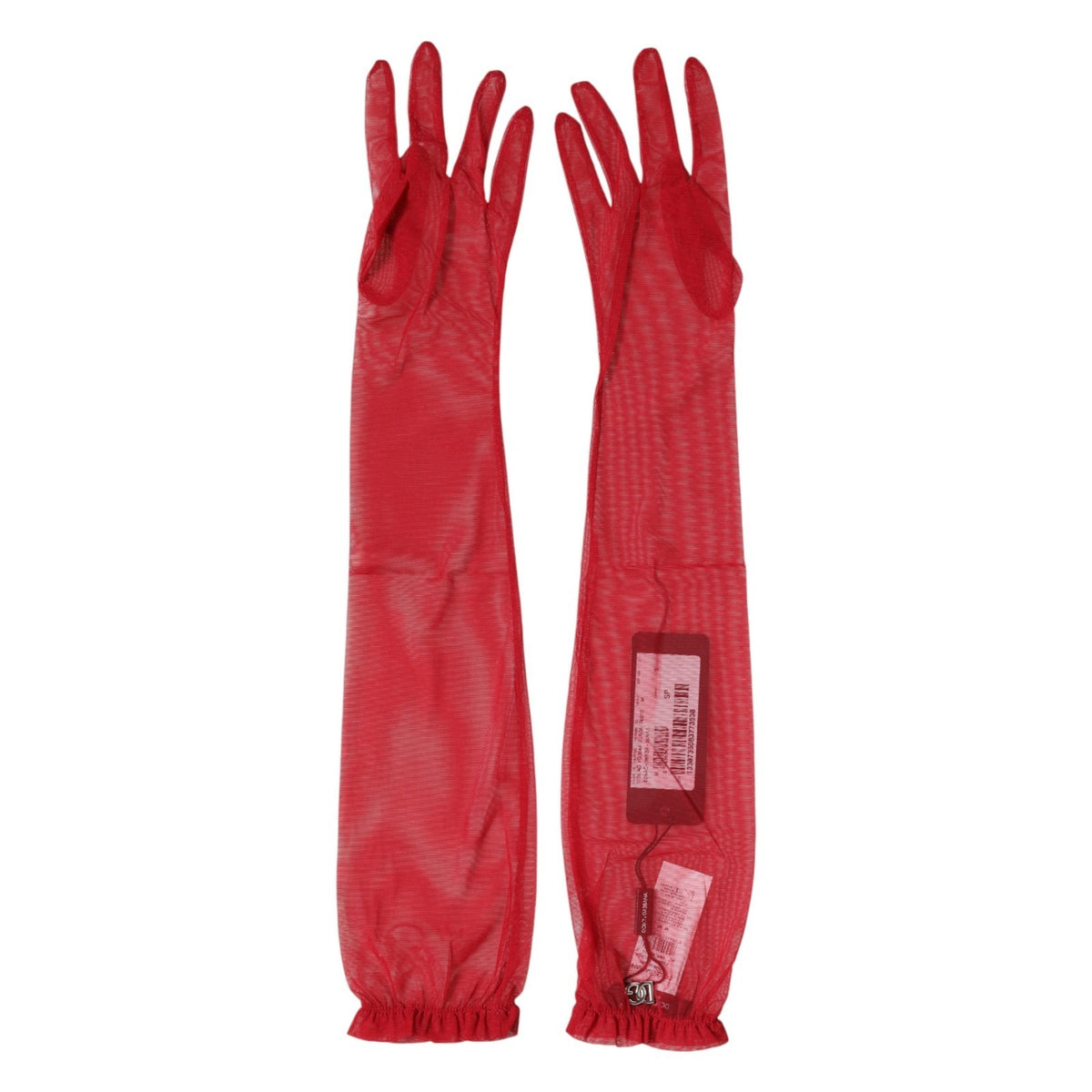 Dolce & Gabbana Red Sheer Elbow Length Mitten Gloves