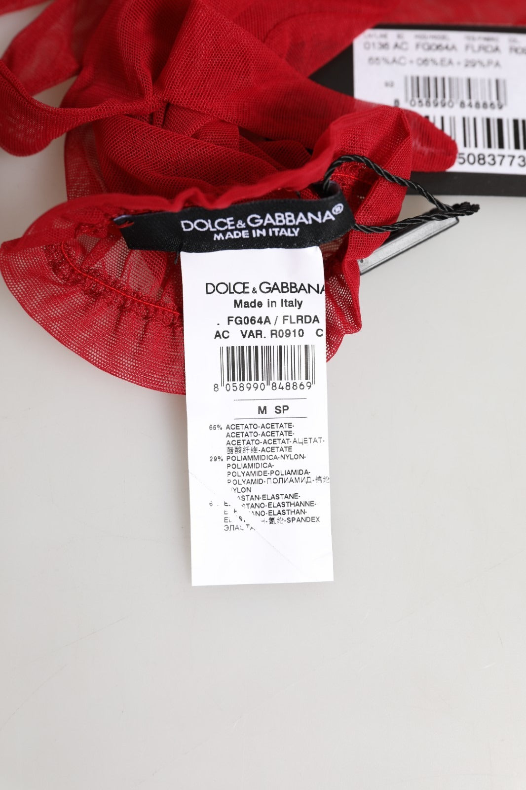 Dolce & Gabbana Red Sheer Elbow Length Mitten Gloves