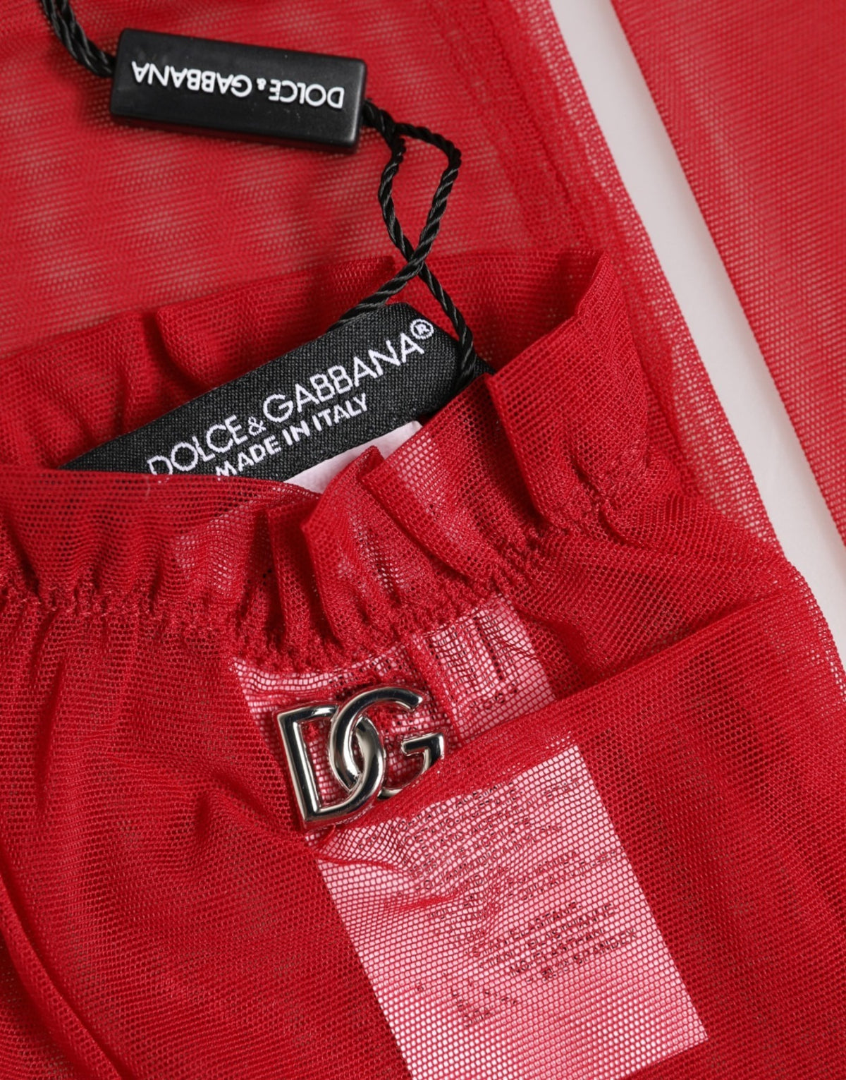 Dolce & Gabbana Red Sheer Elbow Length Mitten Gloves