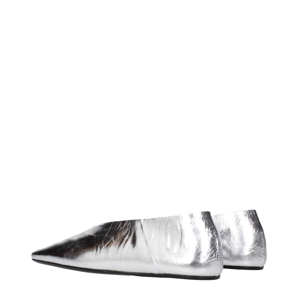 Jil Sander Gray Leather Ballet Flats