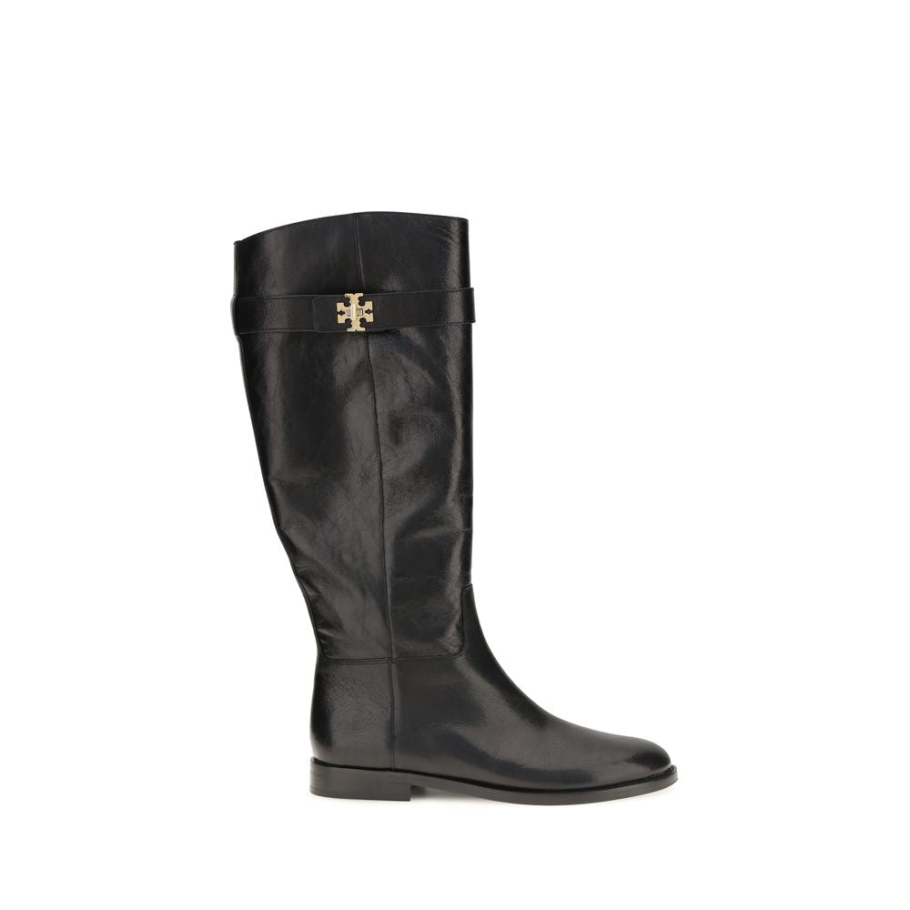 Tory Burch Black Leather Lace-Up Boots