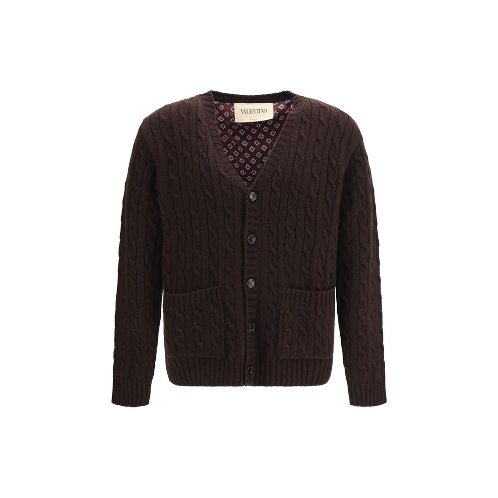 New Valentino Garavani Brown Wool Cardigan