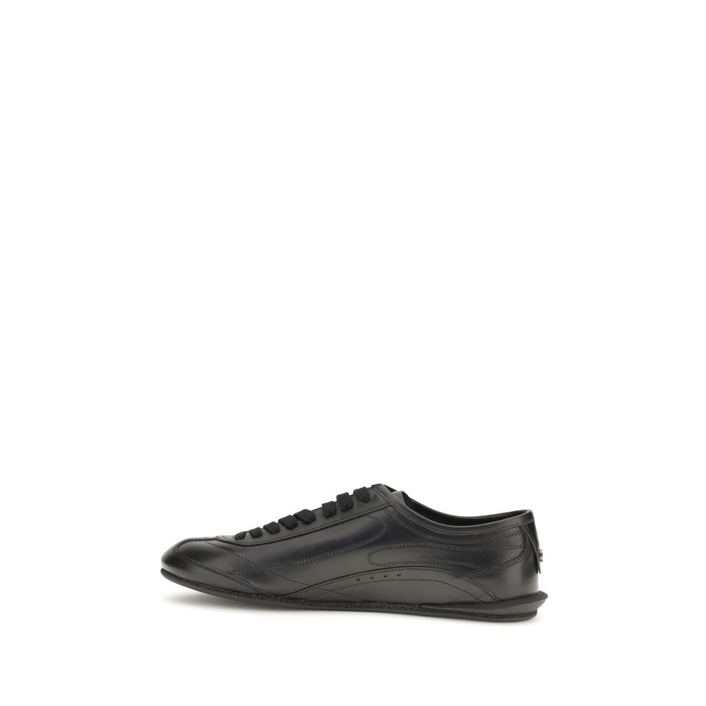 Dolce & Gabbana Black Leather Low Top Sneakers
