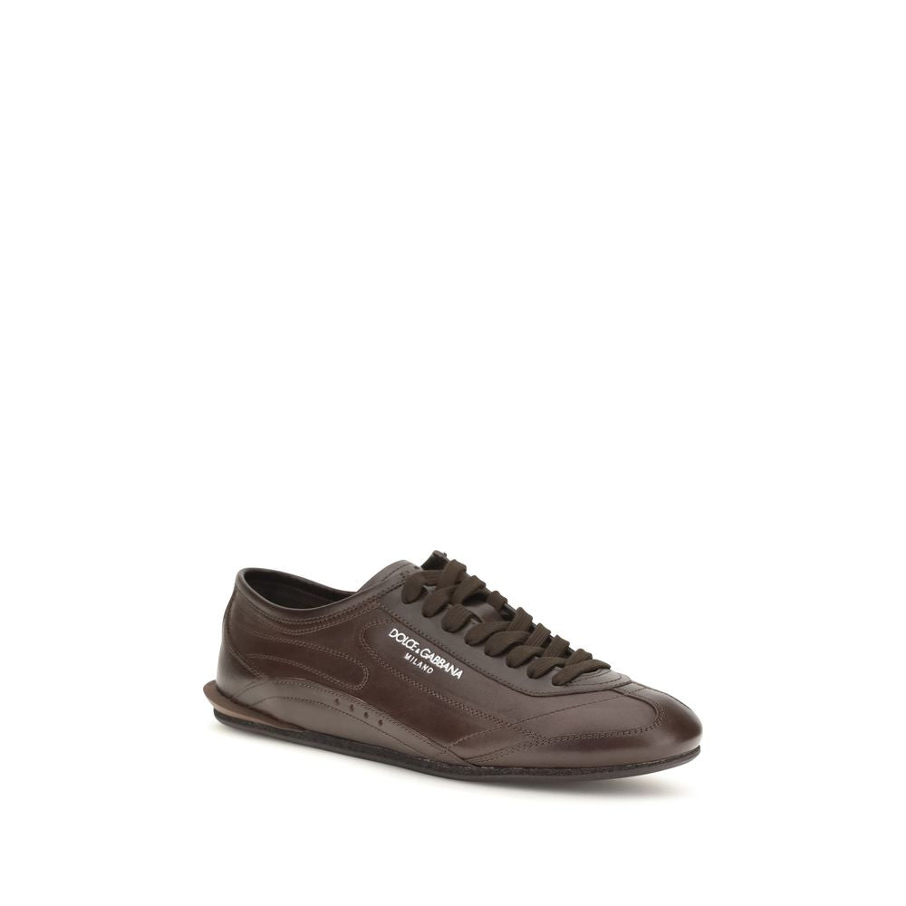Dolce & Gabbana Brown Leather Low Top Sneakers