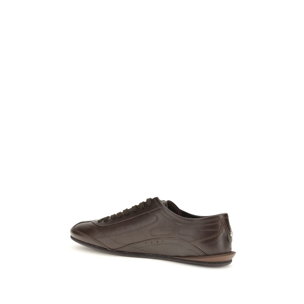Dolce & Gabbana Brown Leather Low Top Sneakers