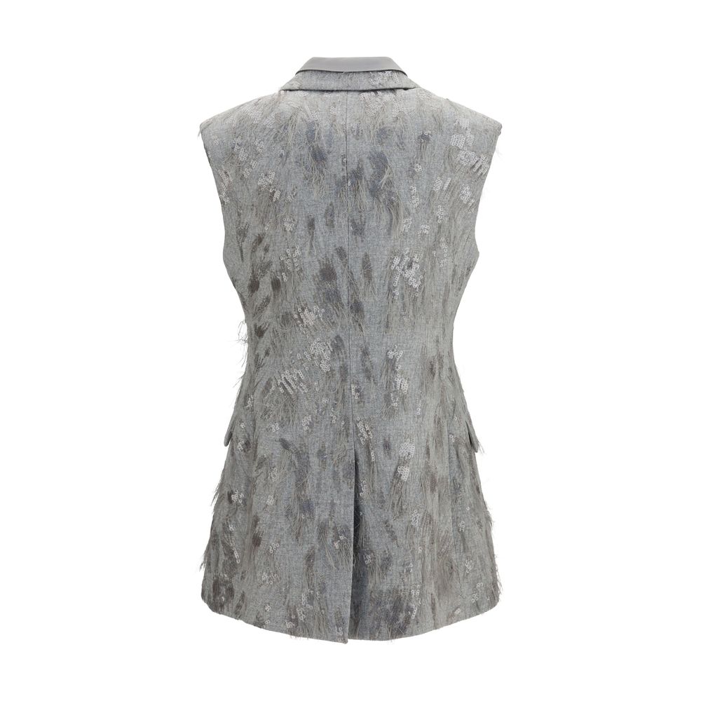 Brunello Cucinelli Gray Wool Sleeveless Jacket