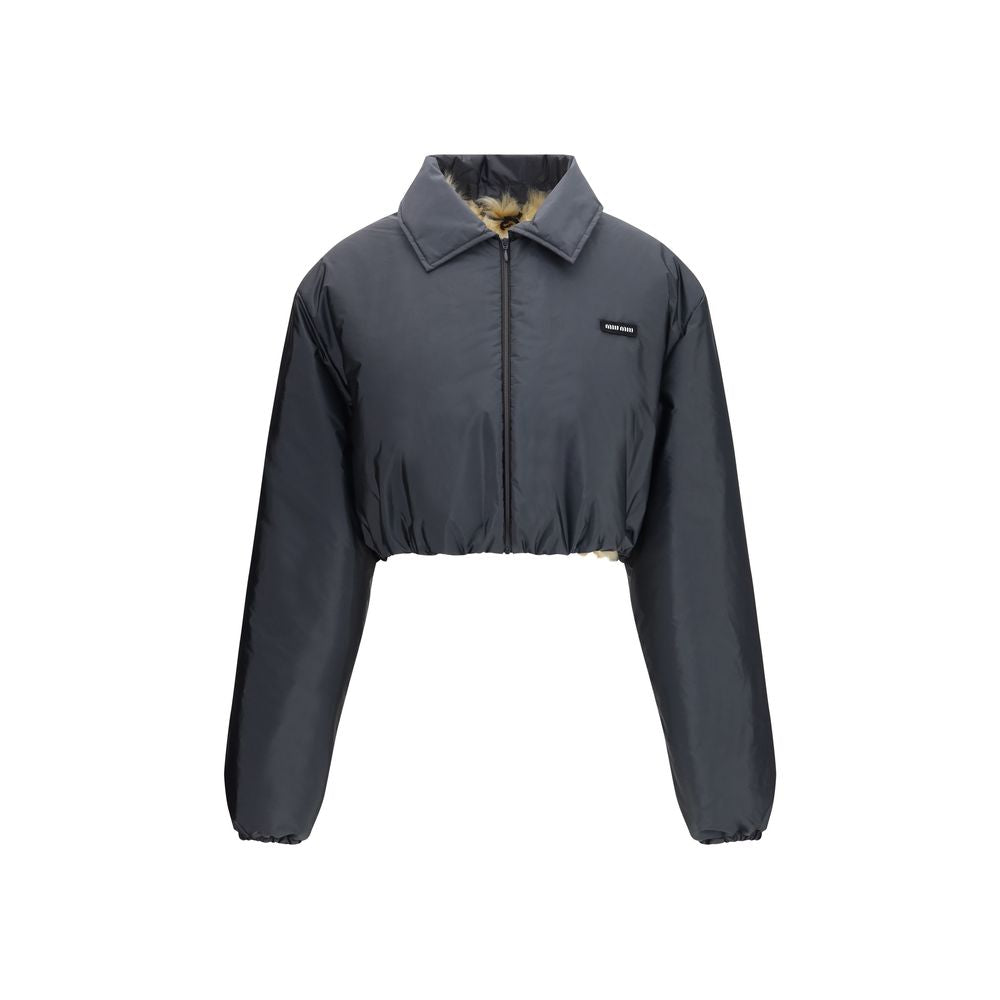 Miu Miu Gray Recycled Polyamide Shell Jacket