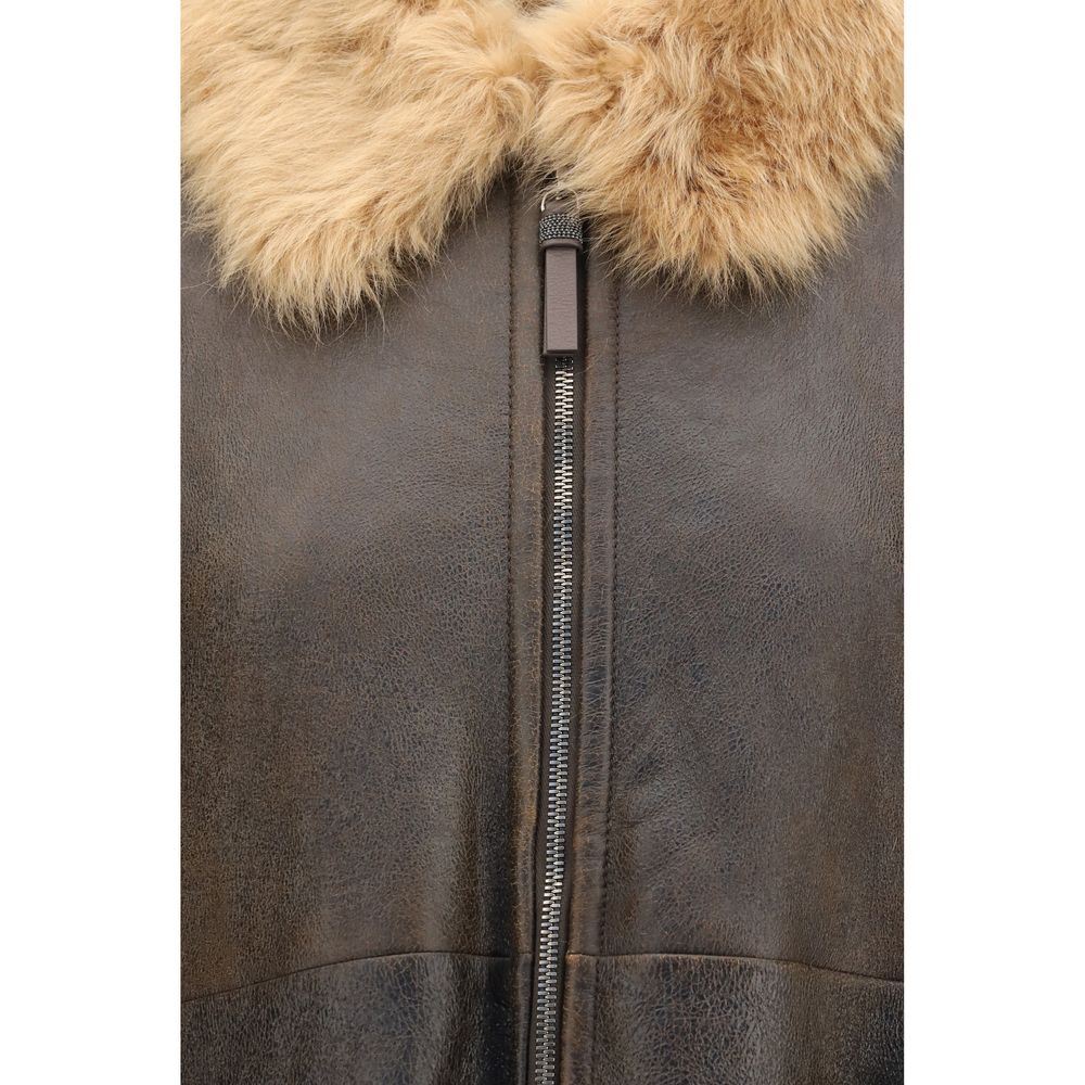 Brunello Cucinelli Brown skin Bomber