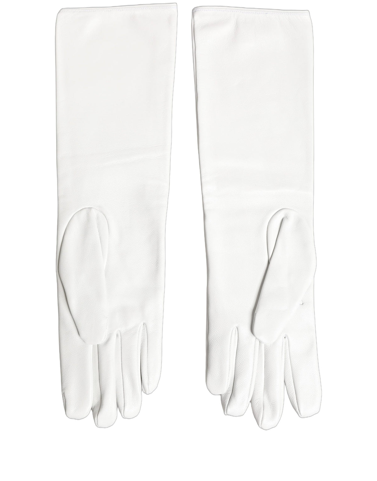 Dolce & Gabbana White Genuine Leather Embossed DG Logo Gloves