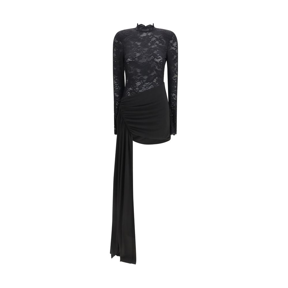 Nissa Black Nylon Casual Dress