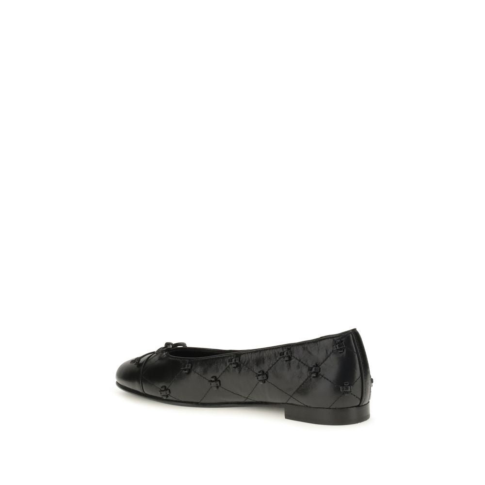 Tory Burch Black Leather Ballet Flats