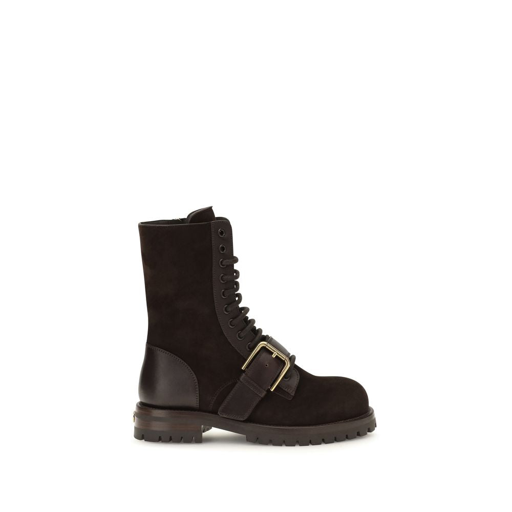Dolce & Gabbana Black Leather Lace-Up Boots