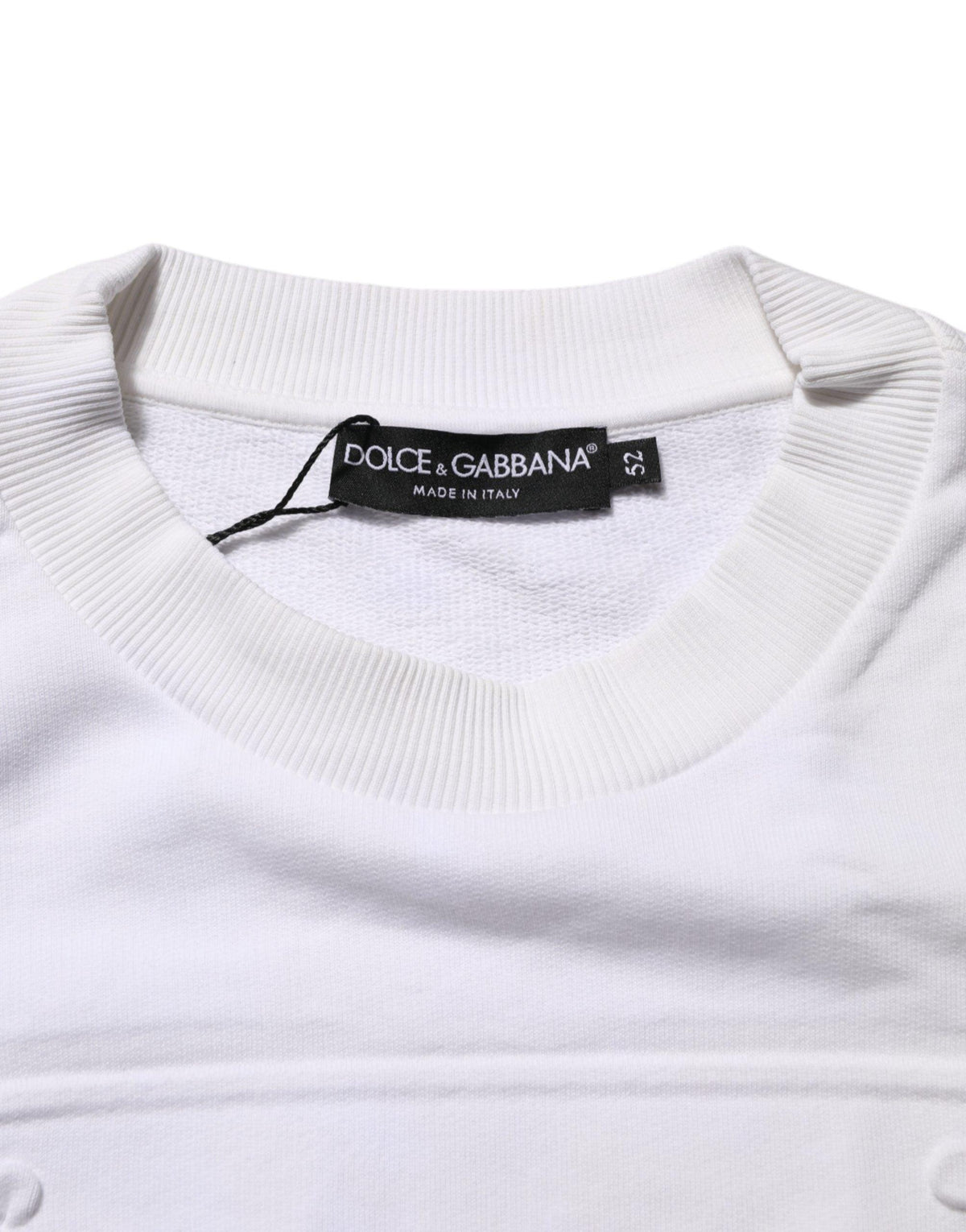 Dolce & Gabbana White Logo Embossed Cotton Sweatshirt Sweater