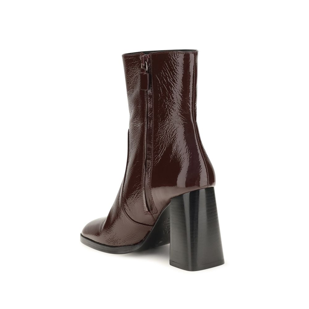 Stuart Weitzman Bordeaux Leather Ankle Boots
