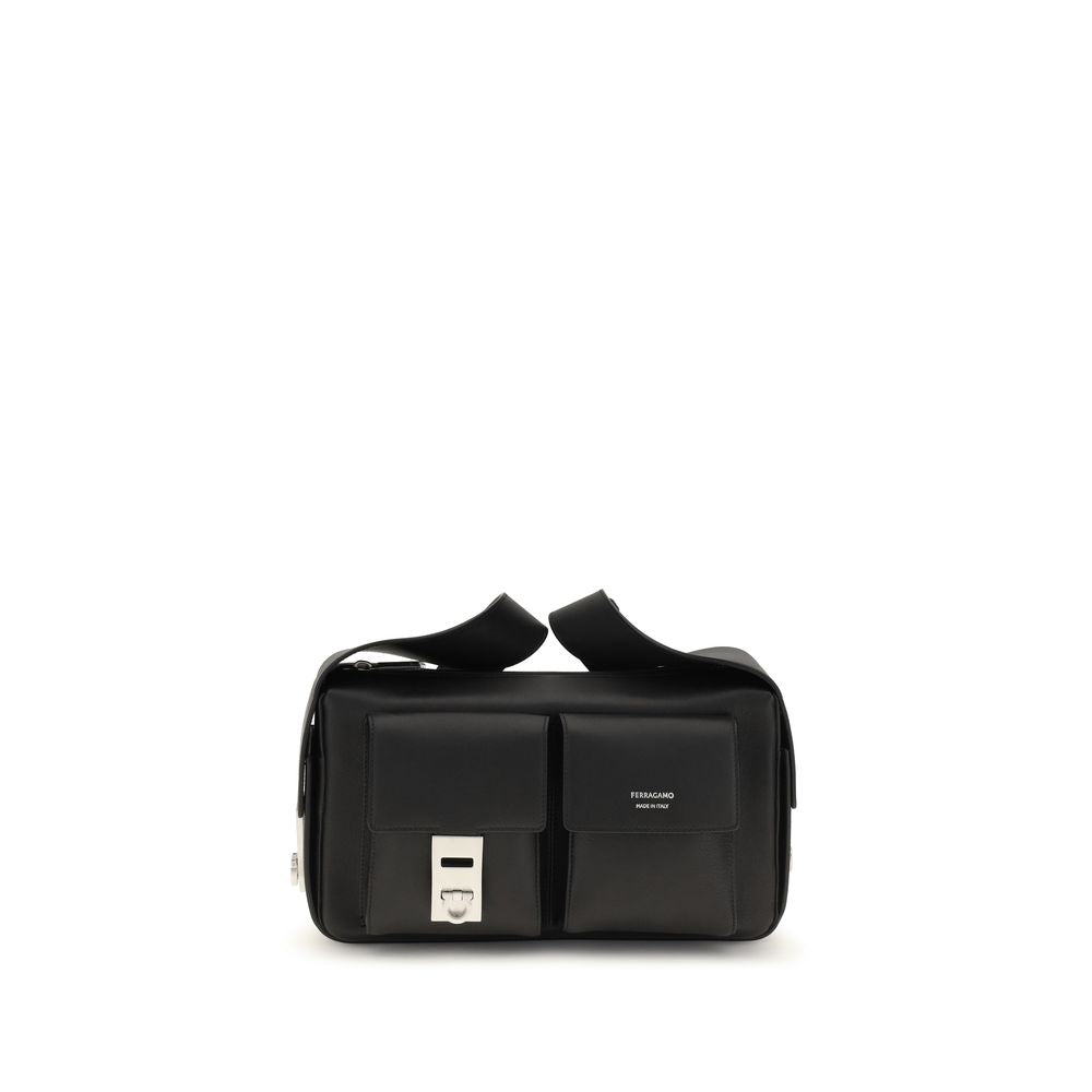Ferragamo Black Leather Shoulder Bag