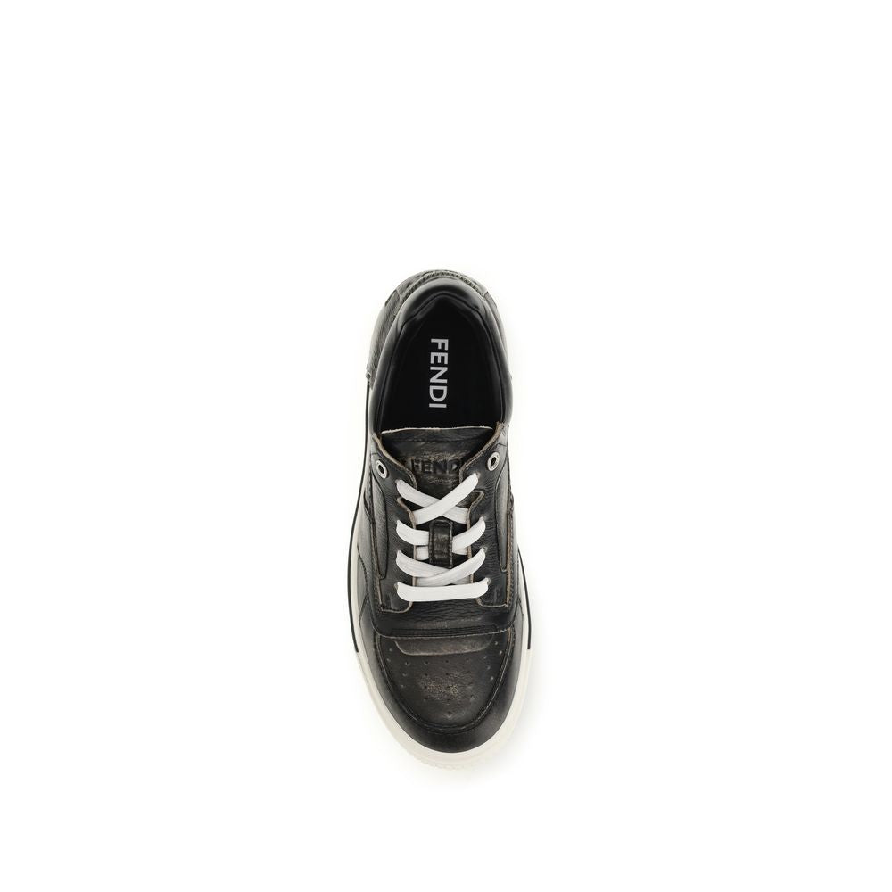 Fendi Black Leather Low Top Sneakers