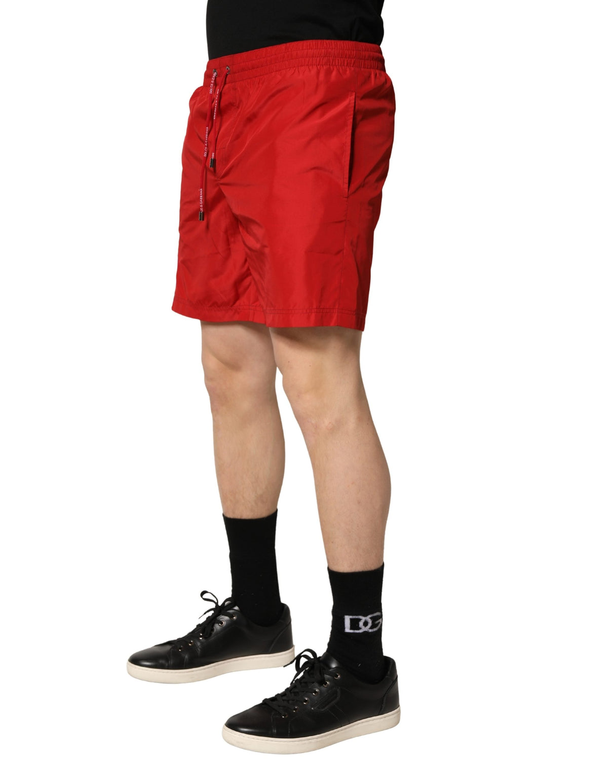 Dolce & Gabbana Red Drawstring Beach Shorts Swimwear