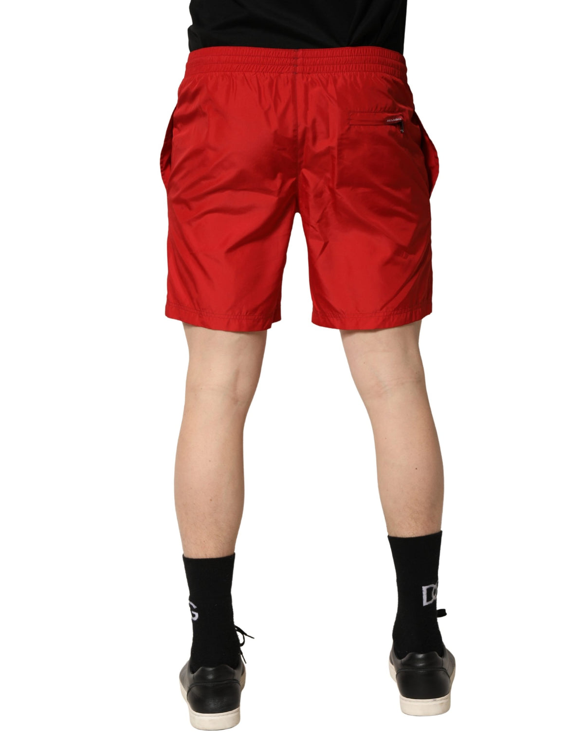 Dolce & Gabbana Red Drawstring Beach Shorts Swimwear