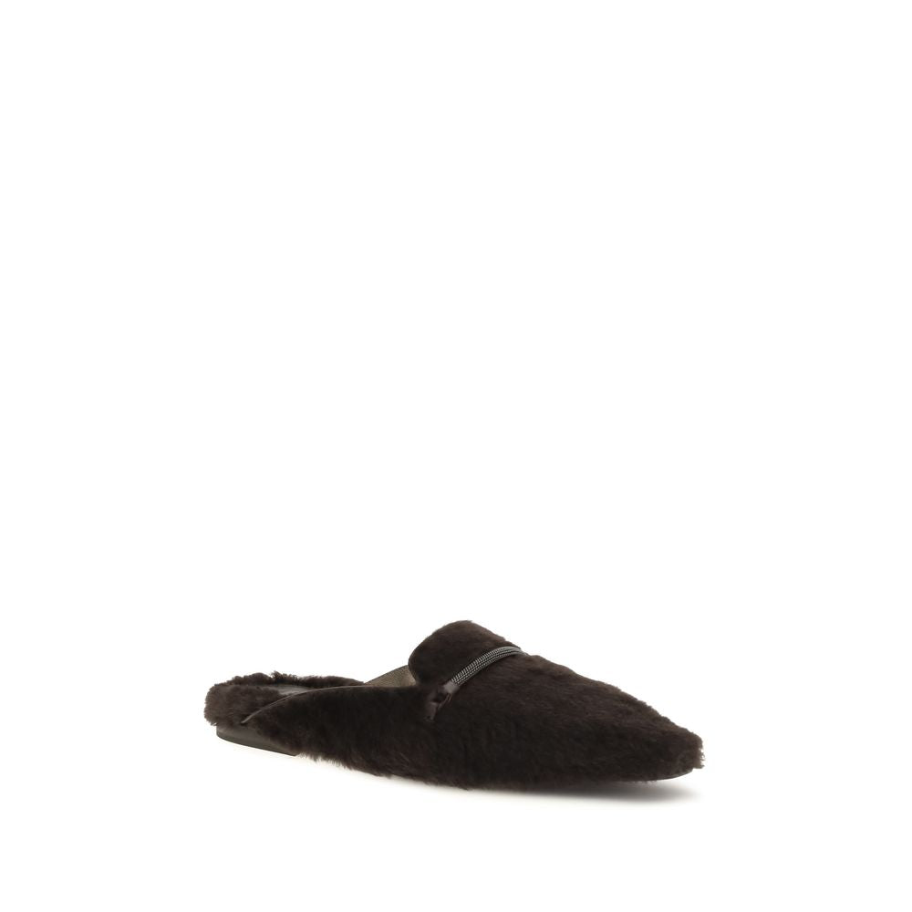 Brunello Cucinelli Brown Fur Ballet Flats