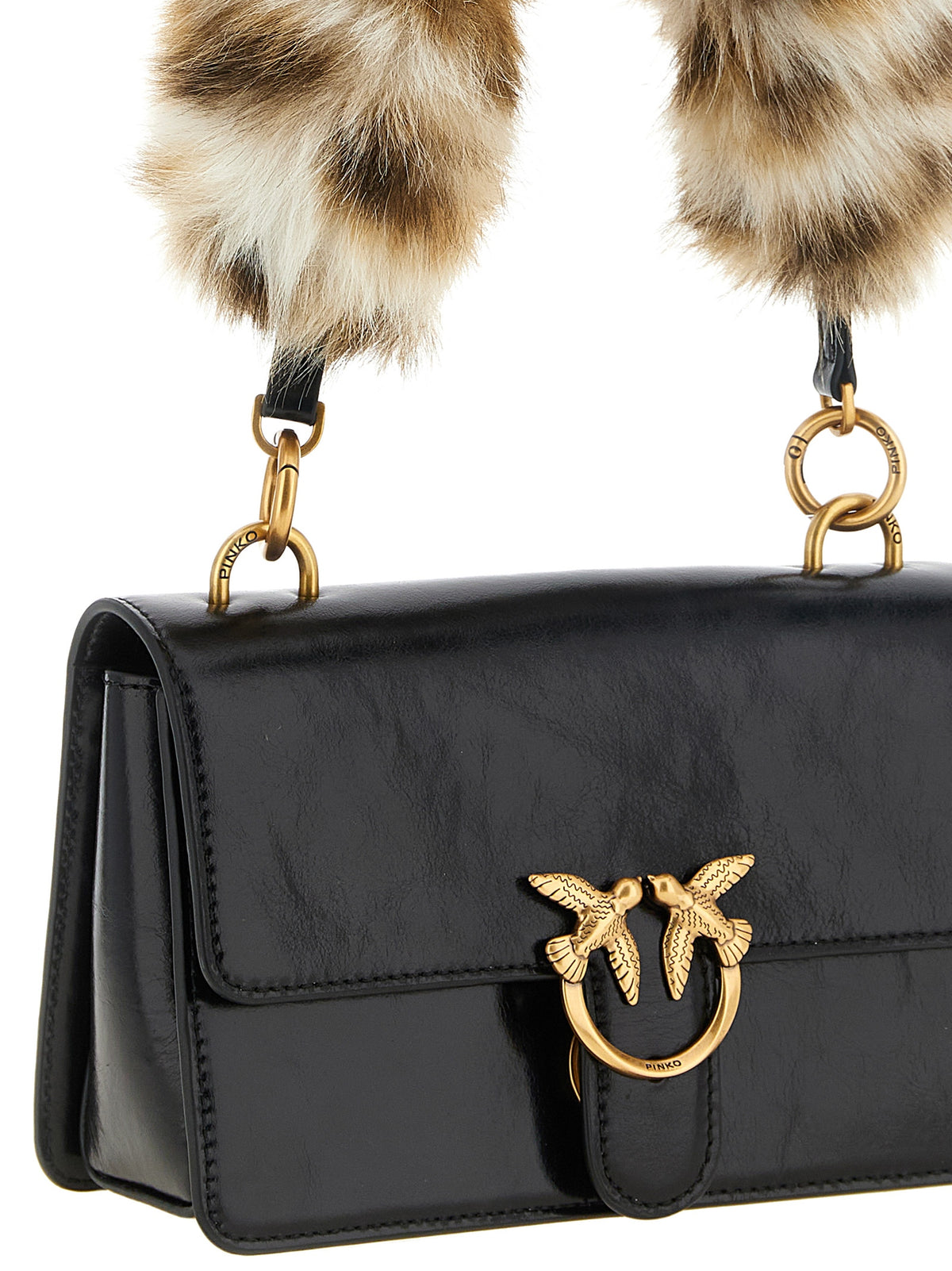 PINKO Black Leather Shoulder Bag