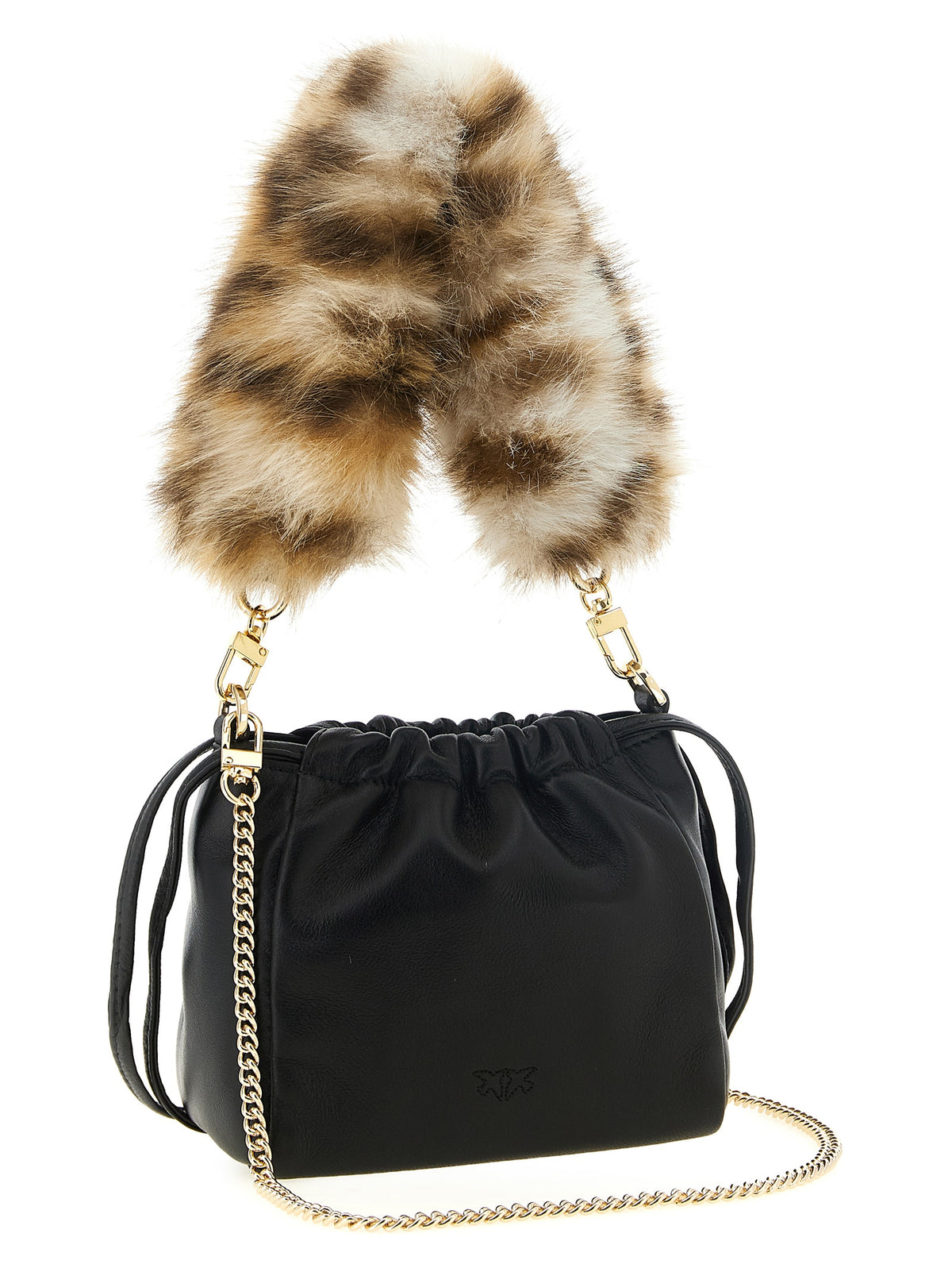 PINKO Black Leather Shoulder Bag