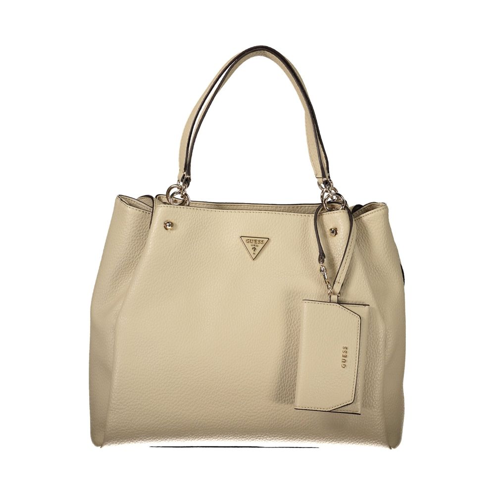 Guess Jeans Beige Women's Bag with Multiple Pockets and Compartments