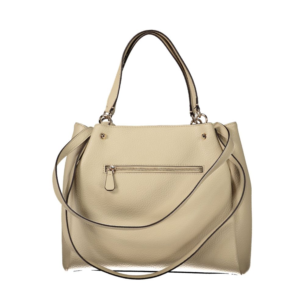 Guess Jeans Beige Women's Bag with Multiple Pockets and Compartments