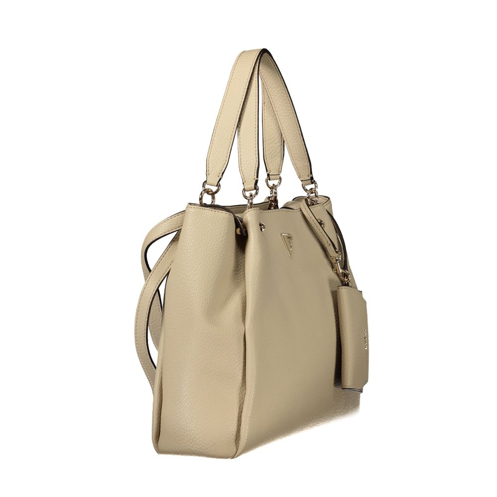 Guess Jeans Beige Women's Bag with Multiple Pockets and Compartments