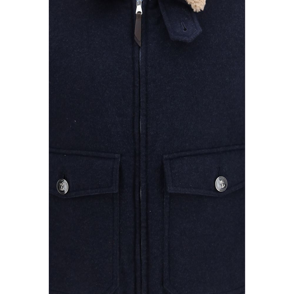 Brunello Cucinelli Blue Cashmere Full-Length Jacket