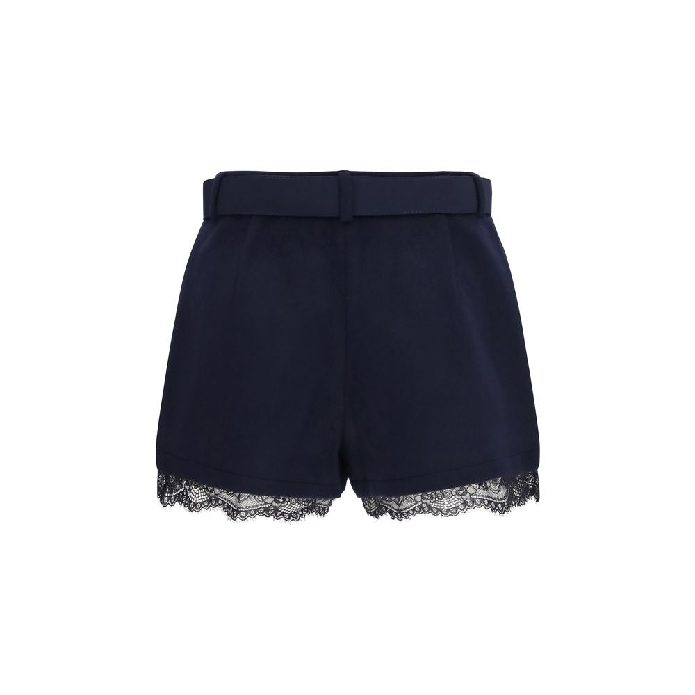 Self-Portrait Blue Wool Bermuda Shorts