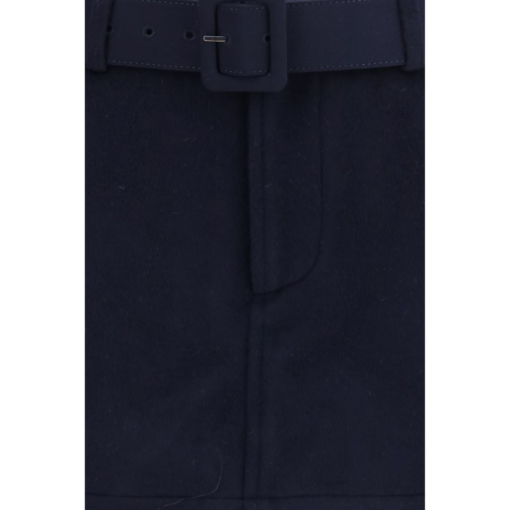 Self-Portrait Blue Wool Bermuda Shorts