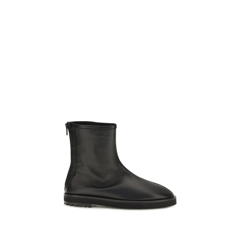 Dear Frances Black Leather Ankle Boots