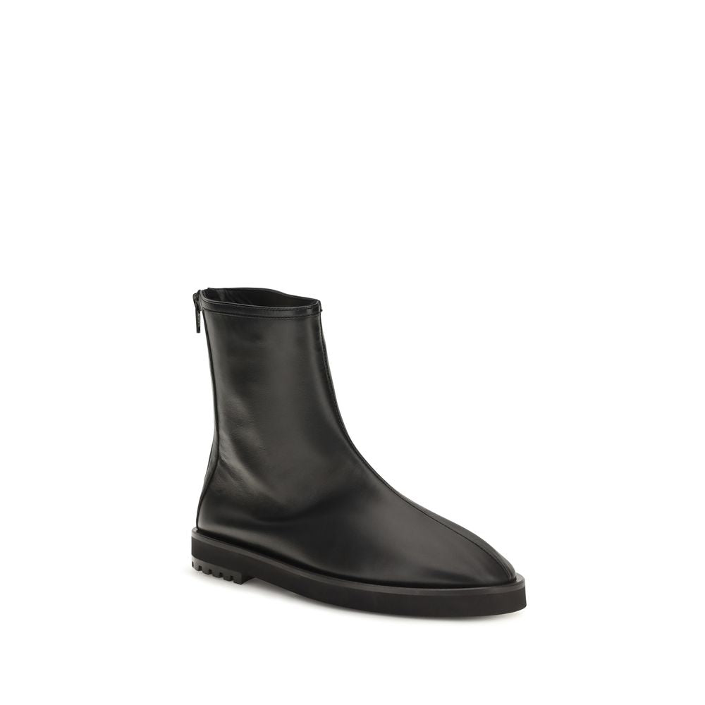 Dear Frances Black Leather Ankle Boots