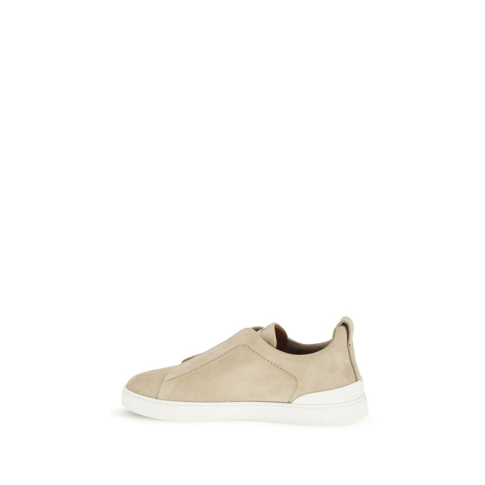 ZEGNA Beige Leather Low Top Sneakers