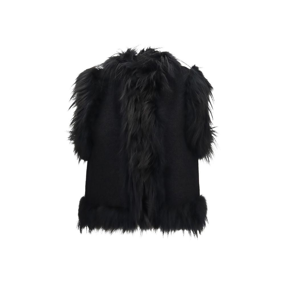 Fendi Black Wool Oves Aries Sleeveless Jacket