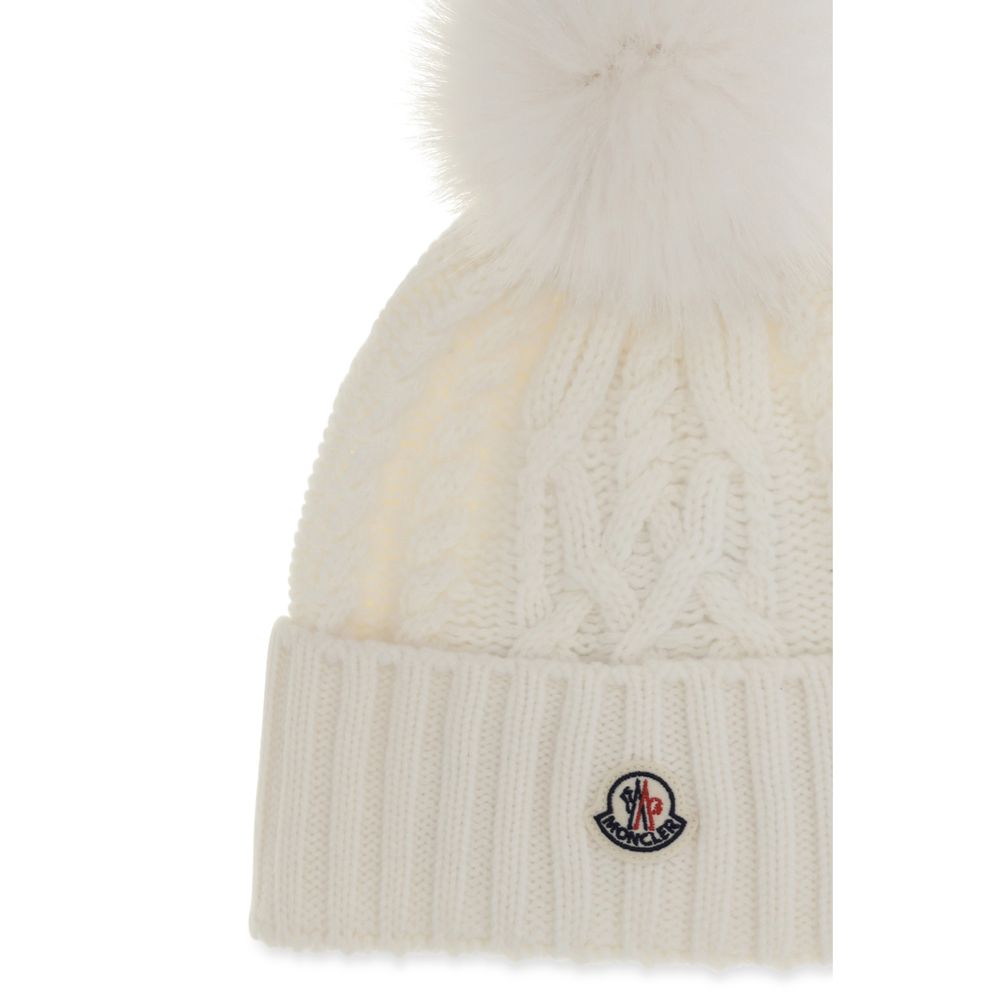 Moncler White Wool Beanie
