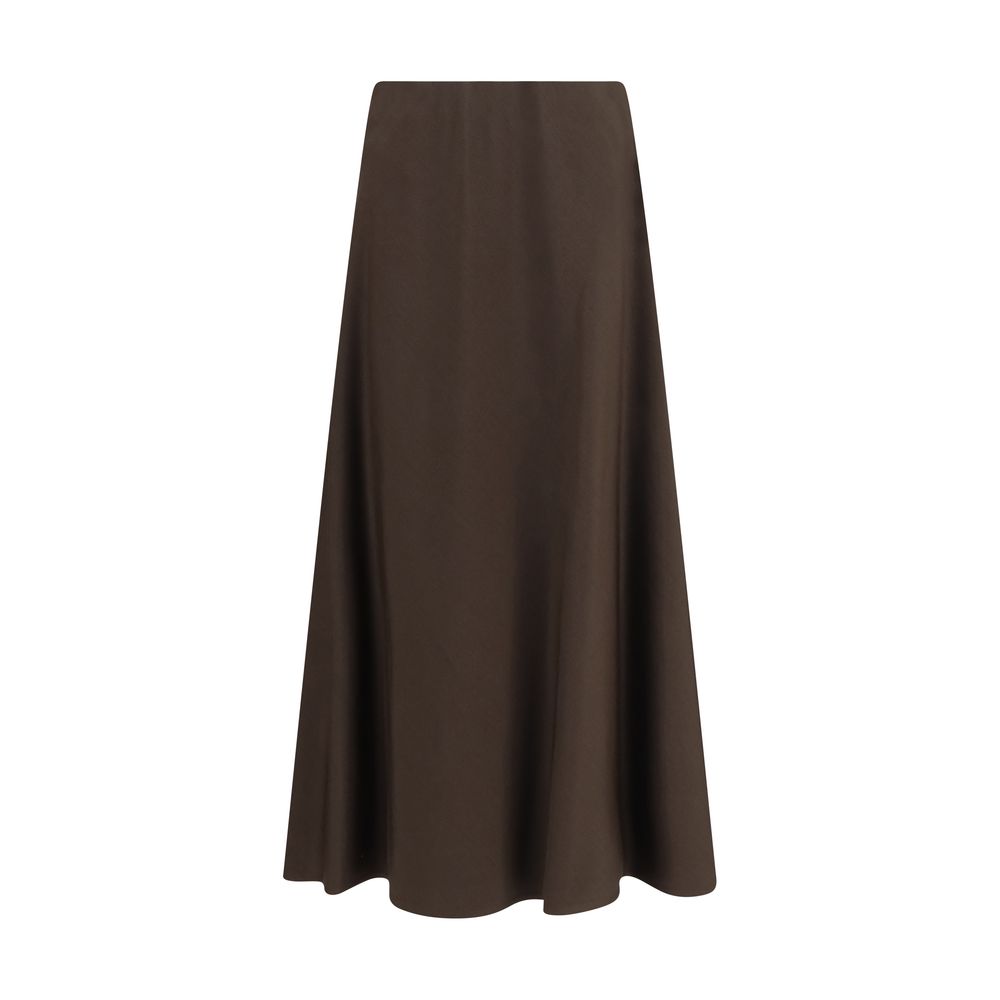Brunello Cucinelli Brown Wool Midi Skirt