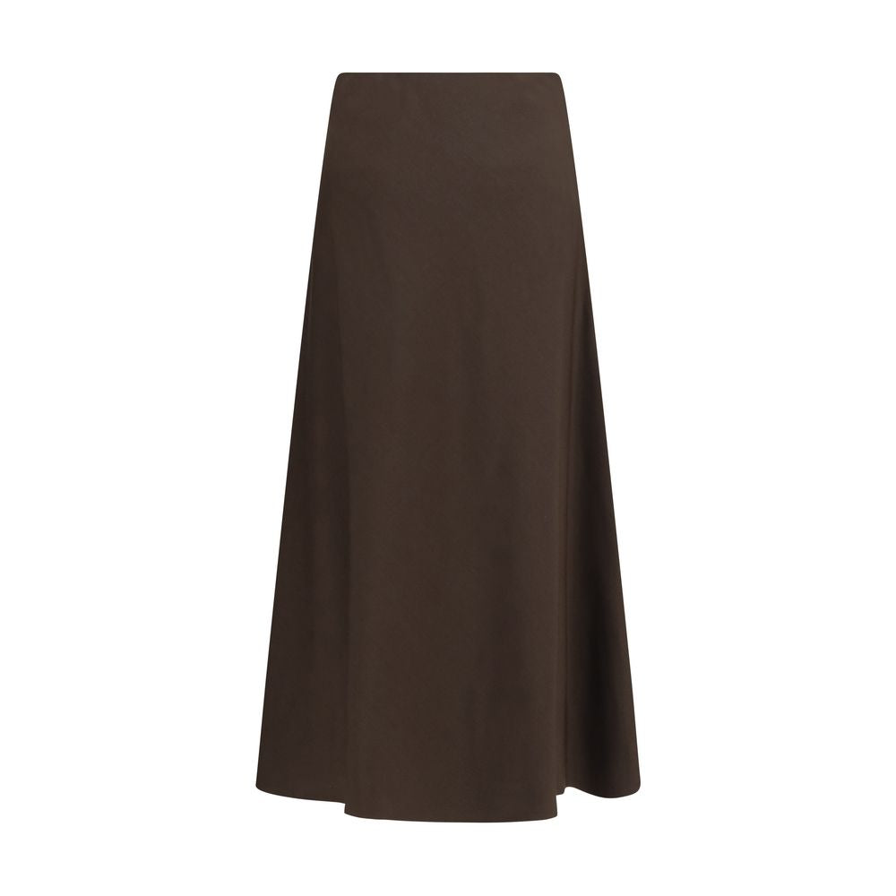 Brunello Cucinelli Brown Wool Midi Skirt