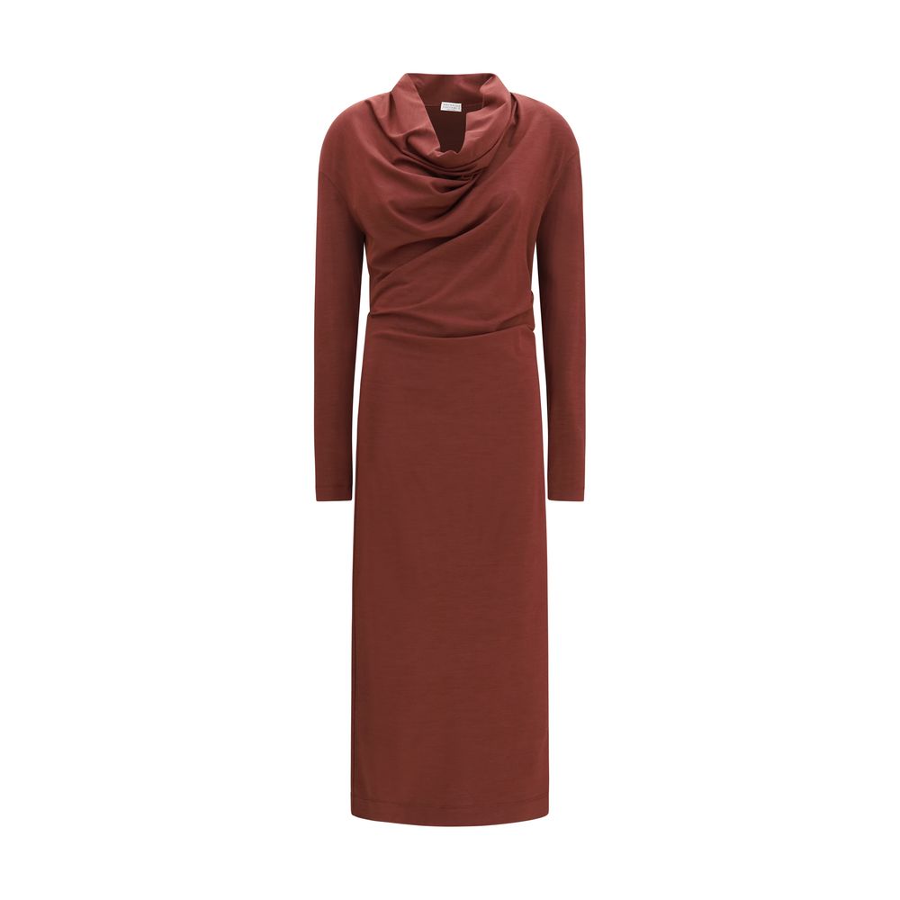 Brunello Cucinelli Burgundy Wool Casual Dress