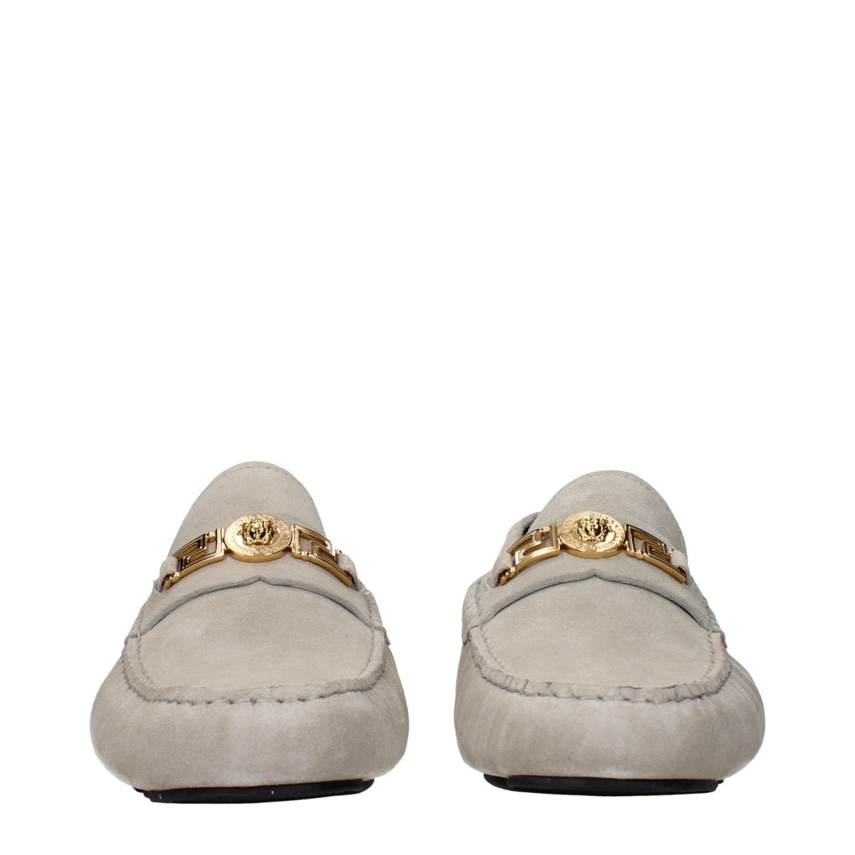 Versace Gray Leather Slip-On Loafers
