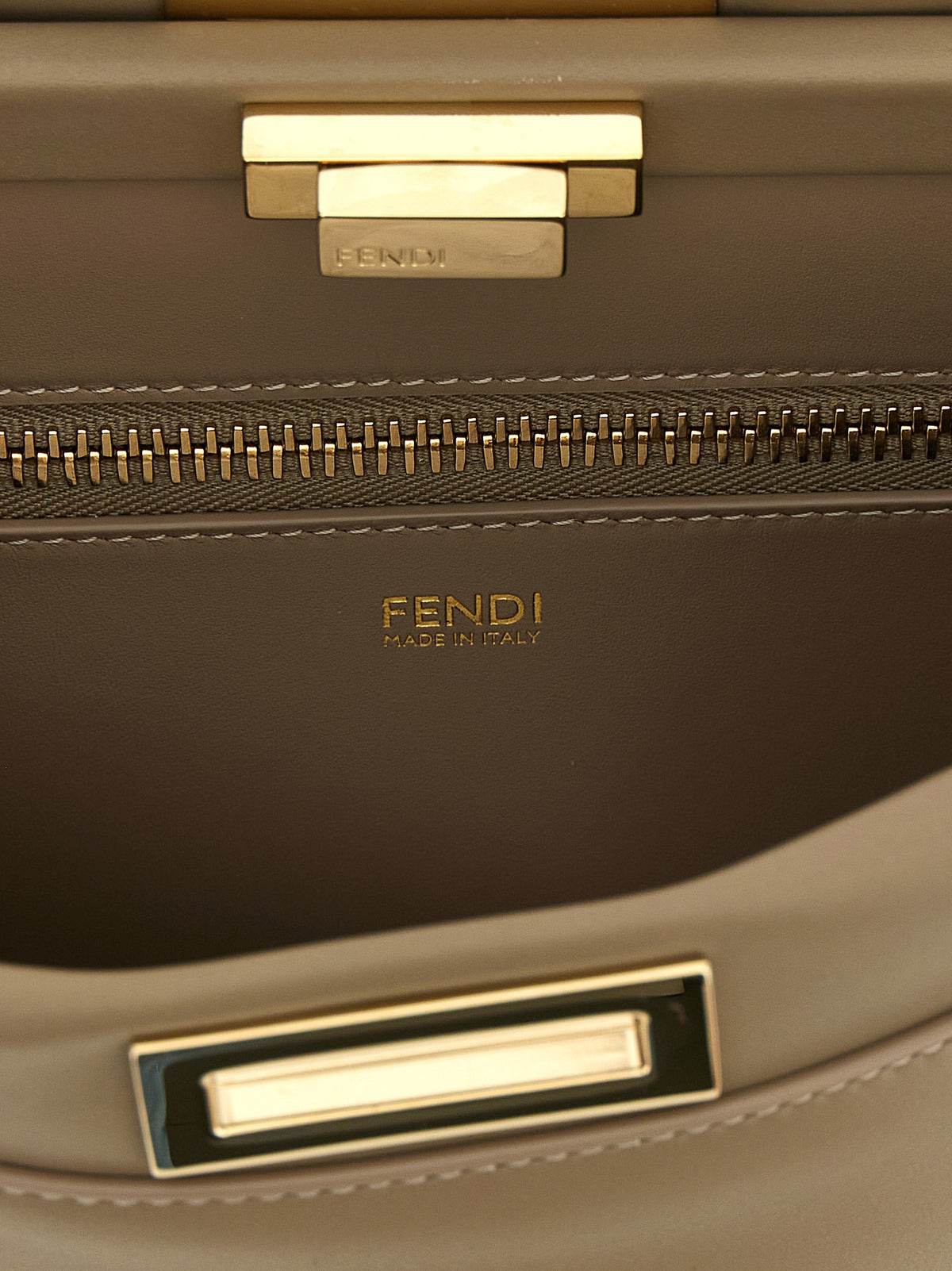 Fendi Gray Leather Shoulder Bag