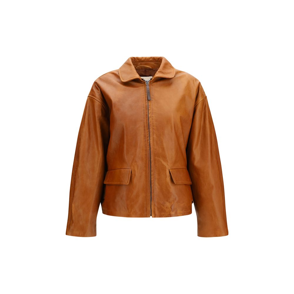 Marni Brown Leather Leather Jacket