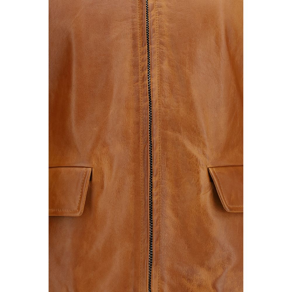 Marni Brown Leather Leather Jacket